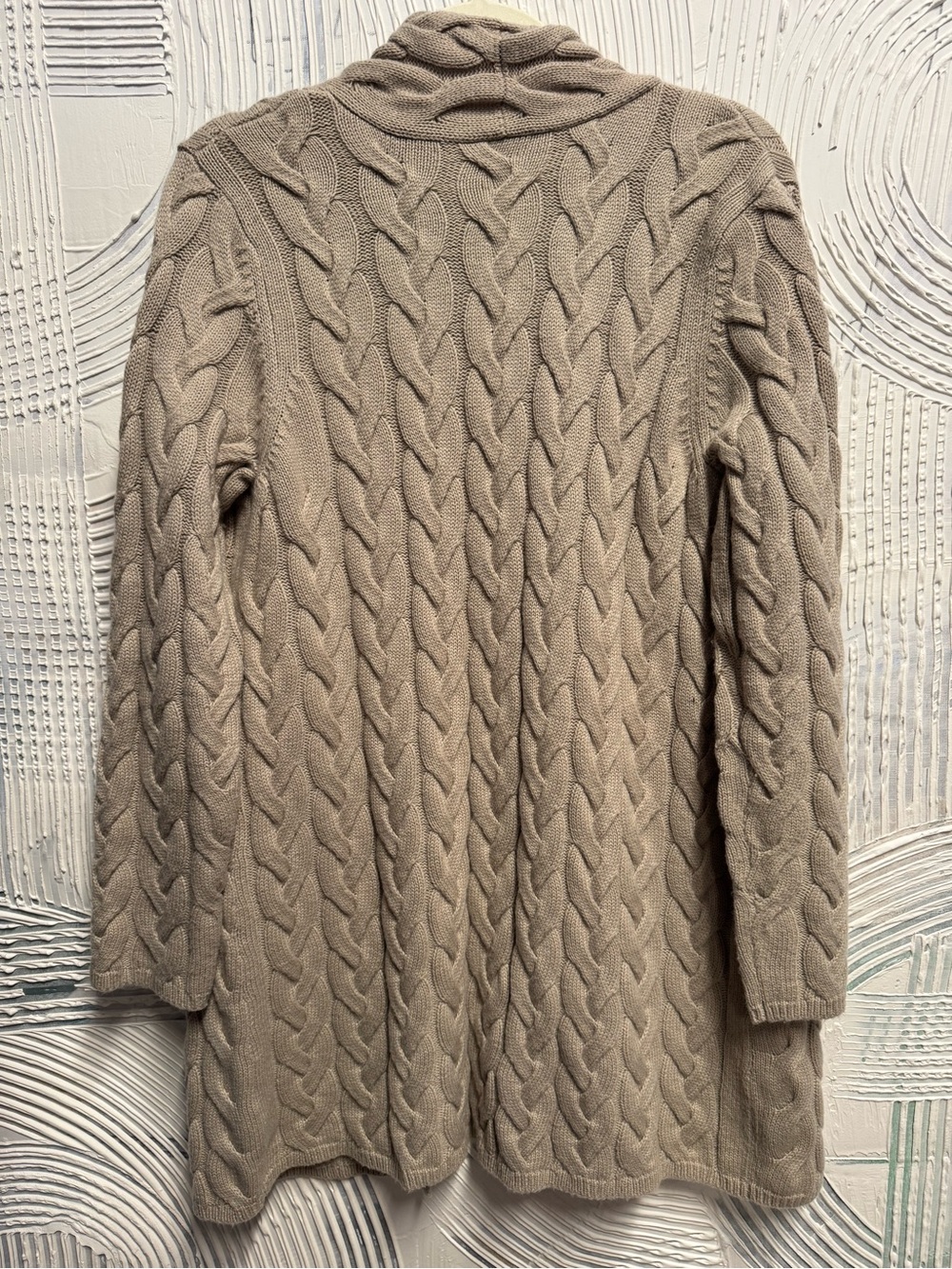 J. Jill Taupe Cable-Knit Open Front Cardigan N0876 - Picture 5 of 7